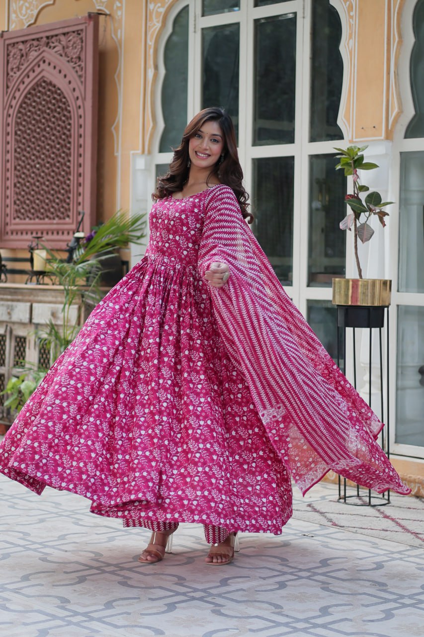 Stylish & Comfortable Cotton Kurti Pant With Dupatta For Daily Wear