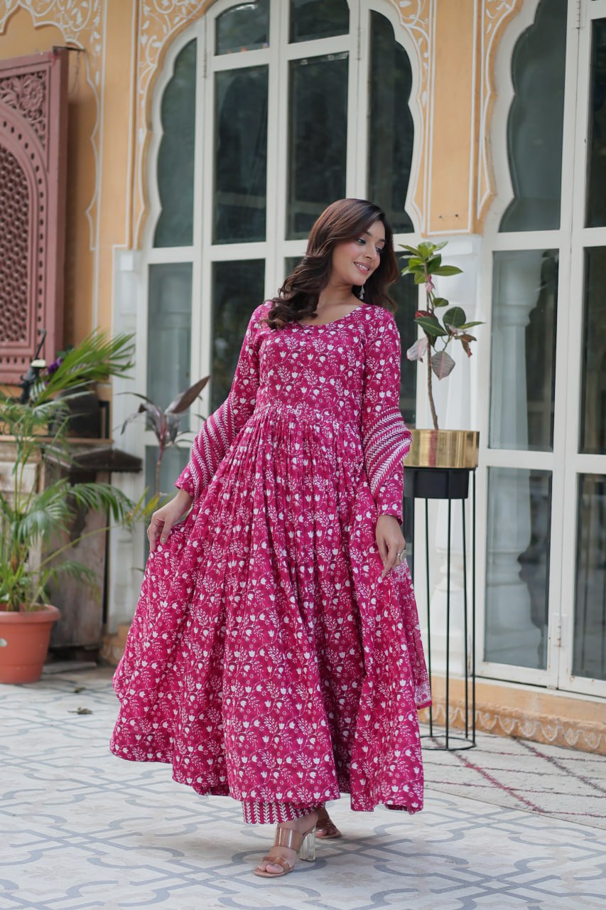 Stylish & Comfortable Cotton Kurti Pant With Dupatta For Daily Wear