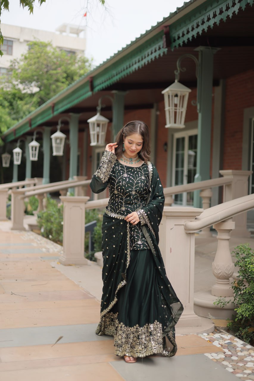 Stunning Sequins Thread Embroidered Work Wedding Suit Set