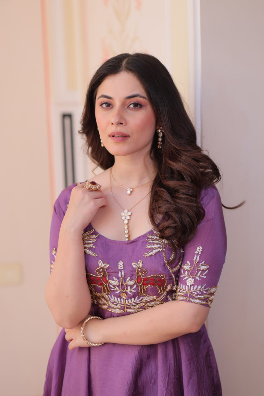 Embroidered Silk Readymade Gown – Festive & Party Wear Elegance