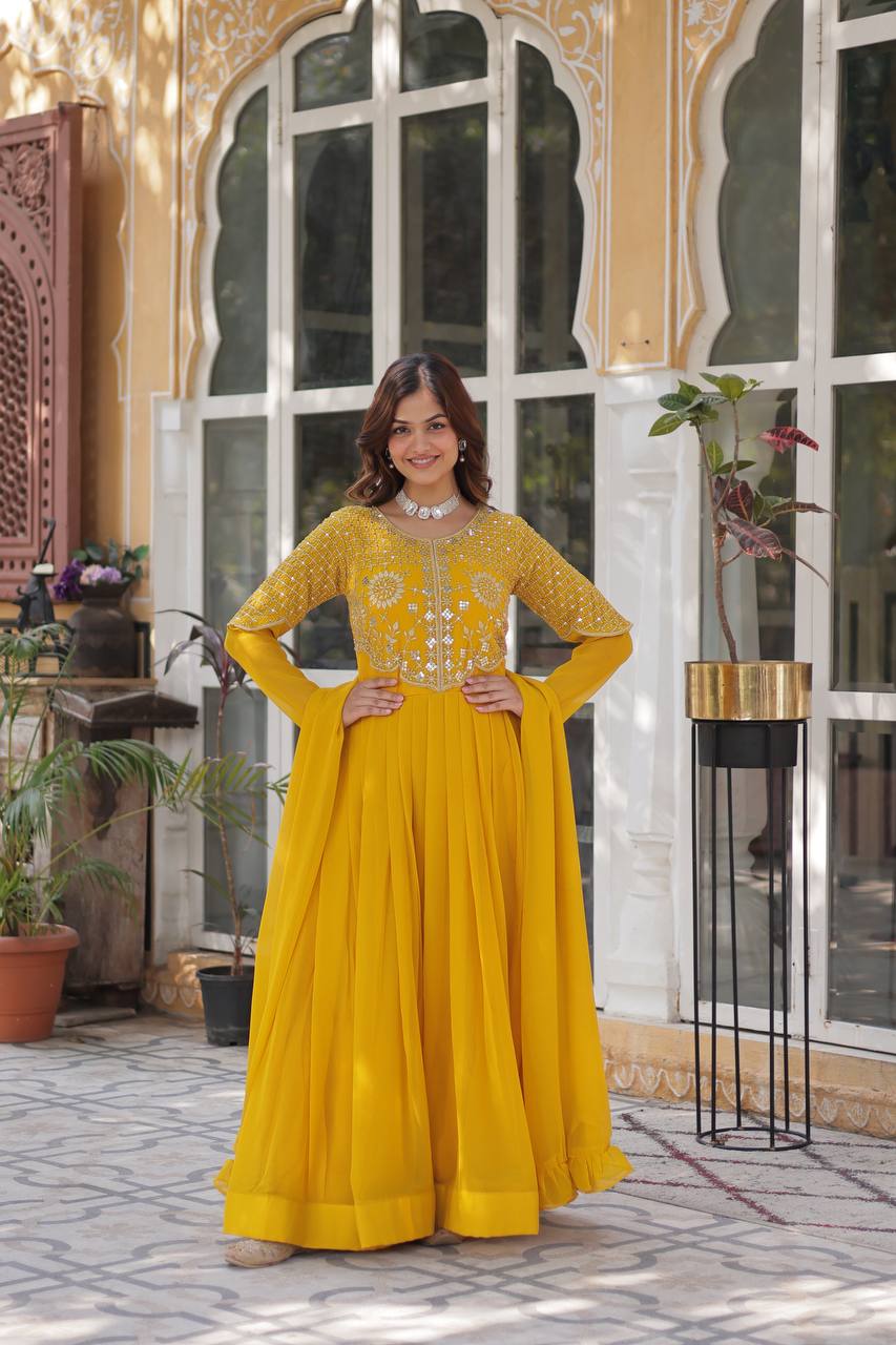 Attractive Georgette Embroidered Designer Anarkali Suit Set