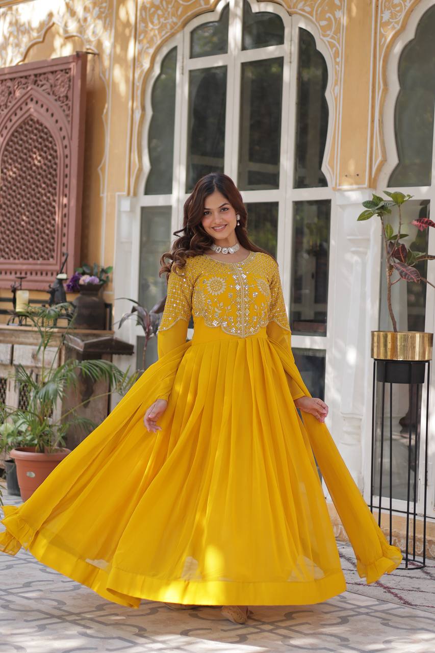 Attractive Georgette Embroidered Designer Anarkali Suit Set