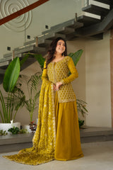 Designer Mehendi Fendy Rich Beads Embroidered Sharara Set