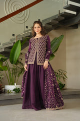 Designer Wine Fendy Rich Beads Embroidered Sharara Set