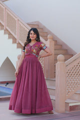 Designer Silver Crunchy readymade Koti Gown