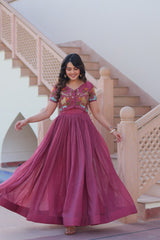 Designer Silver Crunchy readymade Koti Gown